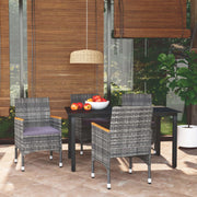 Tuinset 5-delig poly rattan grijs acaciahout