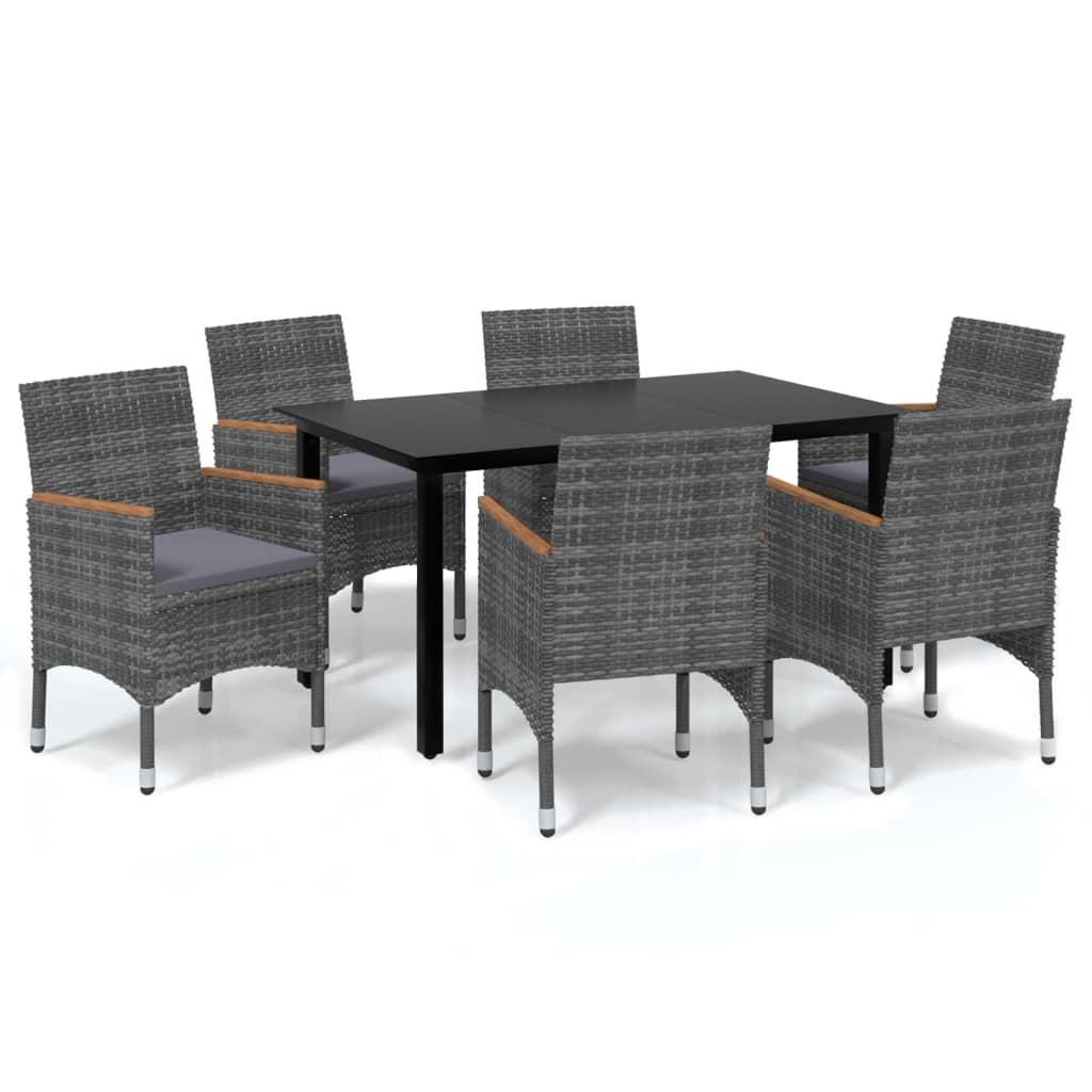 -Delige Tuinset Met Kussens Poly Rattan 7 150 cm tafellengte Grijs en bruin
