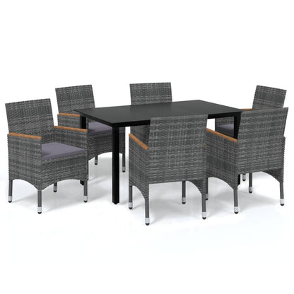 -Delige Tuinset Met Kussens Poly Rattan 7 150 cm tafellengte Grijs en bruin