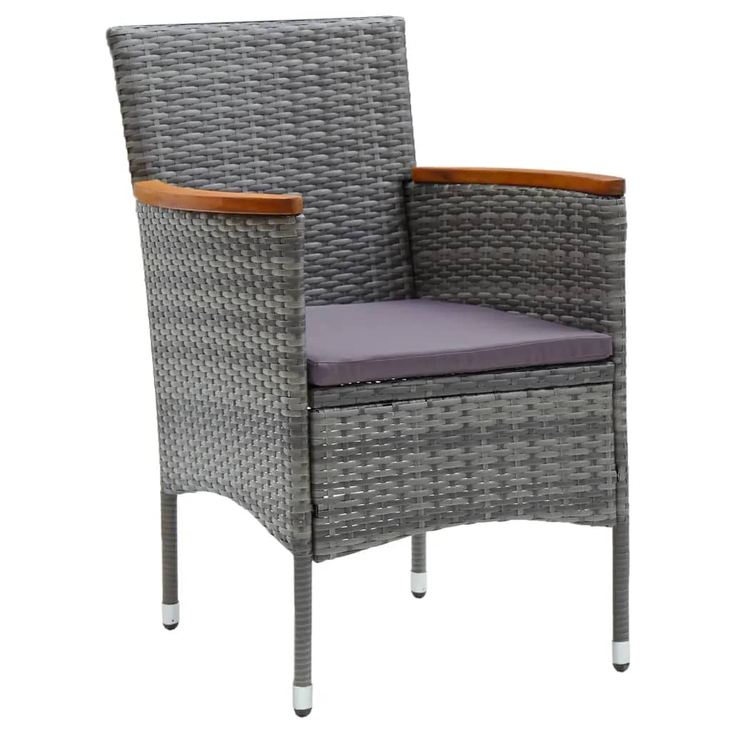 7-Delige Tuinset Met Kussens Poly Rattan Grijs 190 cm tafellengte Grijs en bruin