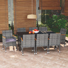 -Delige Tuinset Met Kussens Poly Rattan 9 190 cm tafellengte Grijs en bruin