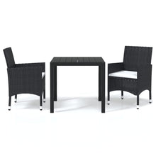 3-Delige Tuinset Met Kussens Poly Rattan Zwart 80 cm tafellengte