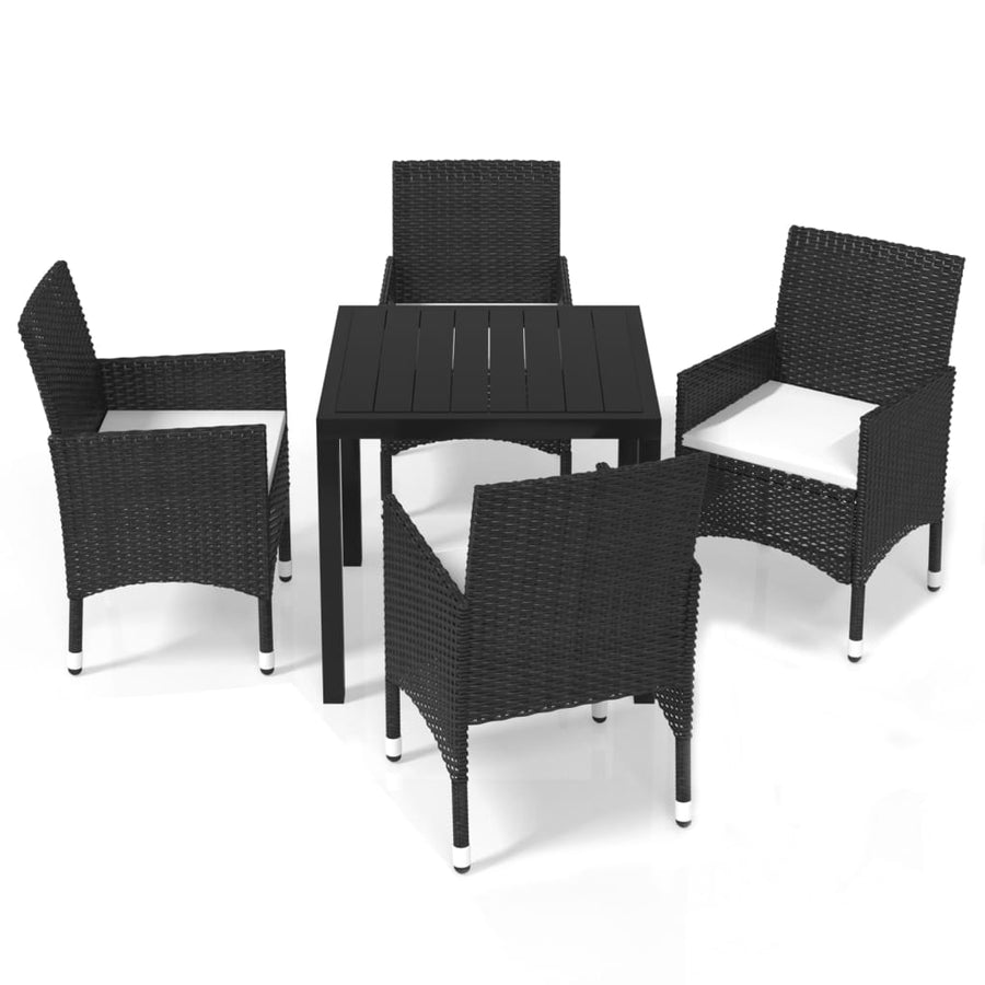 -Delige Tuinset Met Kussens Poly Rattan 5 80 cm tafellengte Zwart