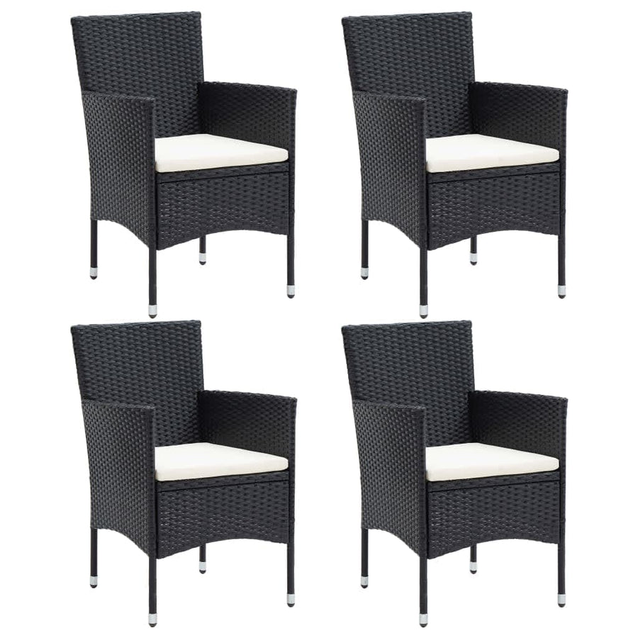 -Delige Tuinset Met Kussens Poly Rattan 5 80 cm tafellengte Zwart