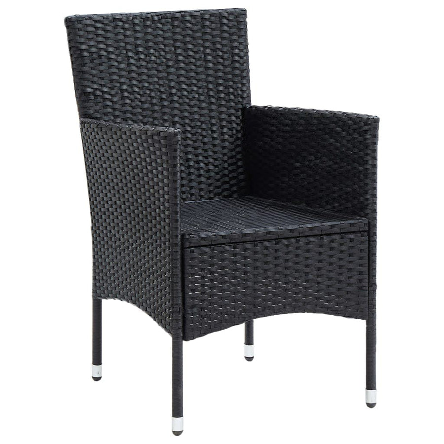 -Delige Tuinset Met Kussens Poly Rattan 5 80 cm tafellengte Zwart