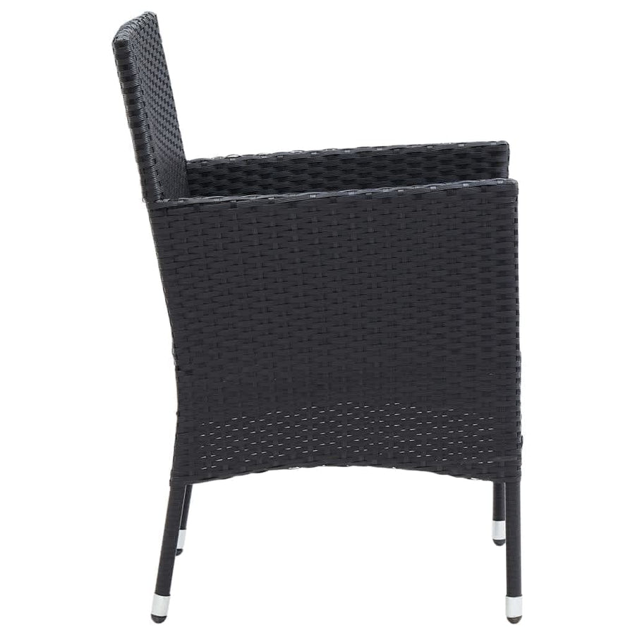 -Delige Tuinset Met Kussens Poly Rattan 5 80 cm tafellengte Zwart