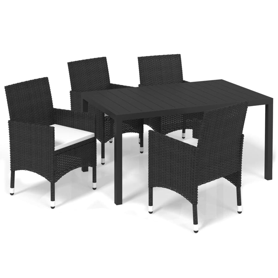 -Delige Tuinset Met Kussens Poly Rattan 5 150 cm tafellengte Zwart