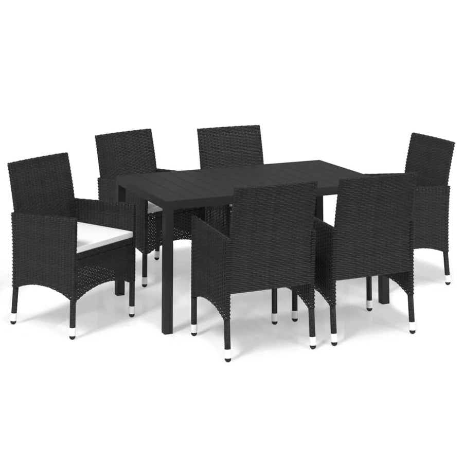 -Delige Tuinset Met Kussens Poly Rattan 7 150 cm tafellengte Zwart