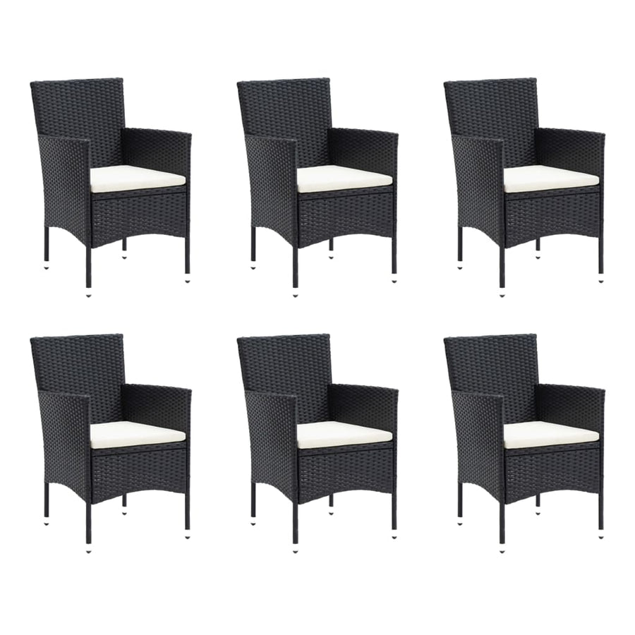 -Delige Tuinset Met Kussens Poly Rattan 7 150 cm tafellengte Zwart