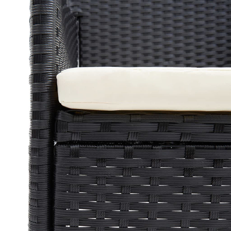 -Delige Tuinset Met Kussens Poly Rattan 7 150 cm tafellengte Zwart