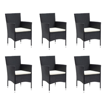 -Delige Tuinset Met Kussens Poly Rattan 7 185 cm tafellengte Zwart