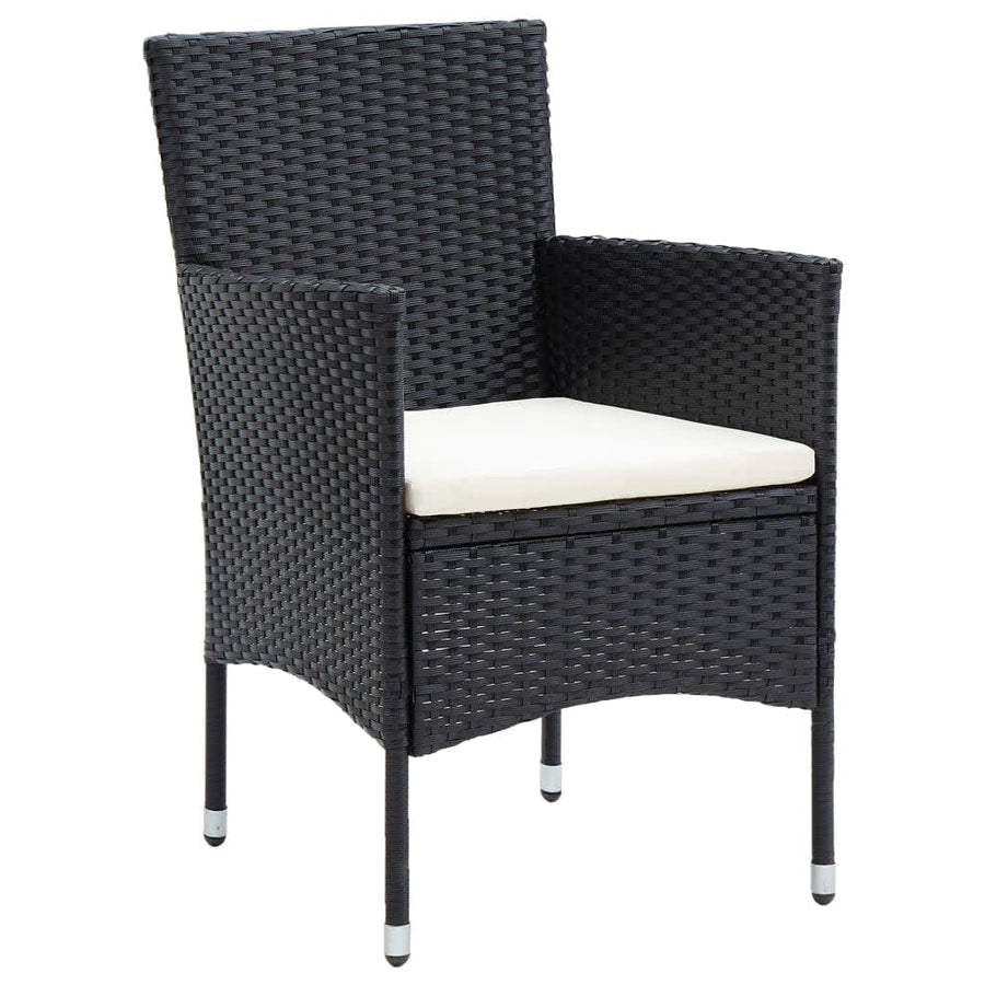-Delige Tuinset Met Kussens Poly Rattan 7 185 cm tafellengte Zwart
