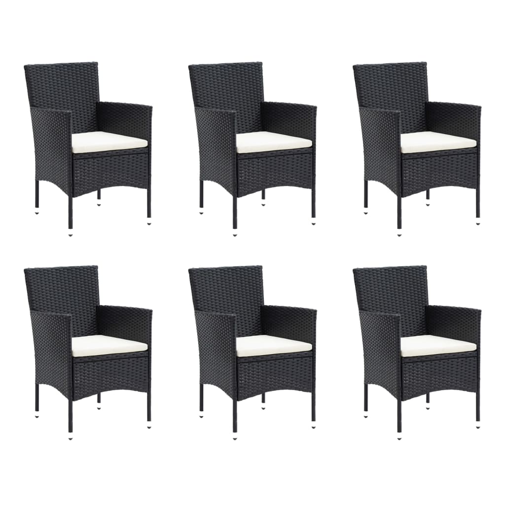 -Delige Tuinset Met Kussens Poly Rattan 9 185 cm tafellengte Zwart