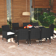 Tuinset 9-delig poly rattan zwart met kussens