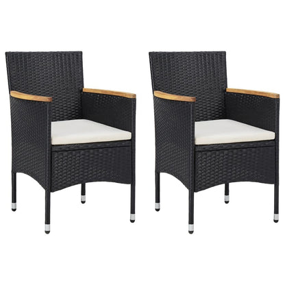 3-Delige Tuinset Met Kussens Poly Rattan Zwart 80 cm tafellengte Zwart en bruin
