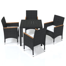 5-Delige Tuinset Met Kussens Poly Rattan Zwart 80 cm tafellengte Zwart en bruin