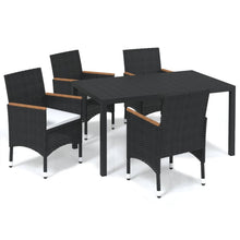 5-Delige Tuinset Met Kussens Poly Rattan Zwart 150 cm tafellengte Zwart en bruin