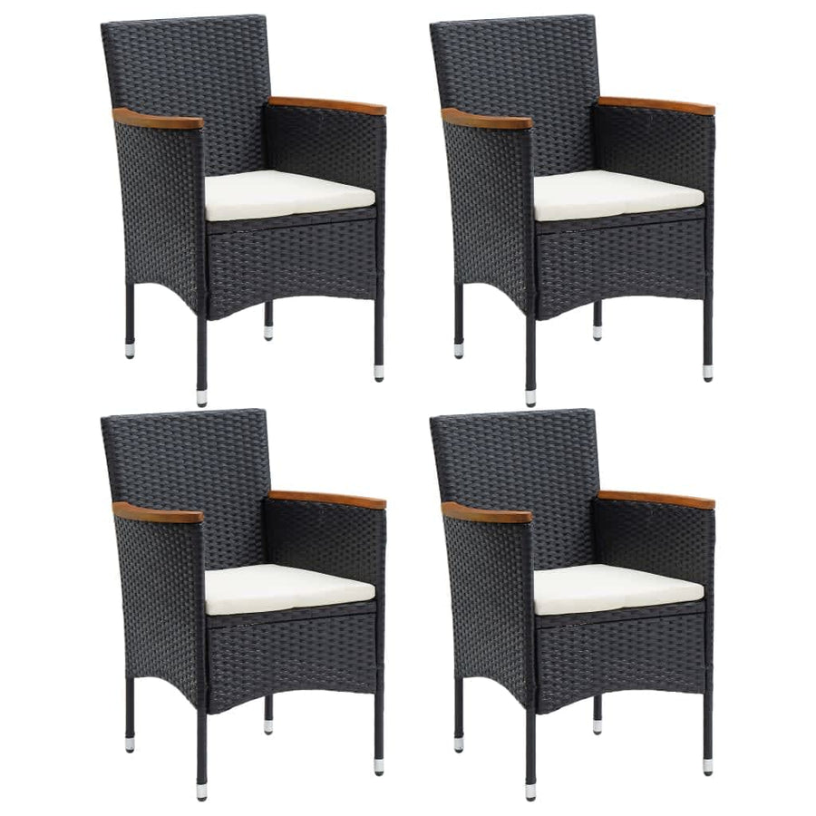 5-Delige Tuinset Met Kussens Poly Rattan Zwart 150 cm tafellengte Zwart en bruin