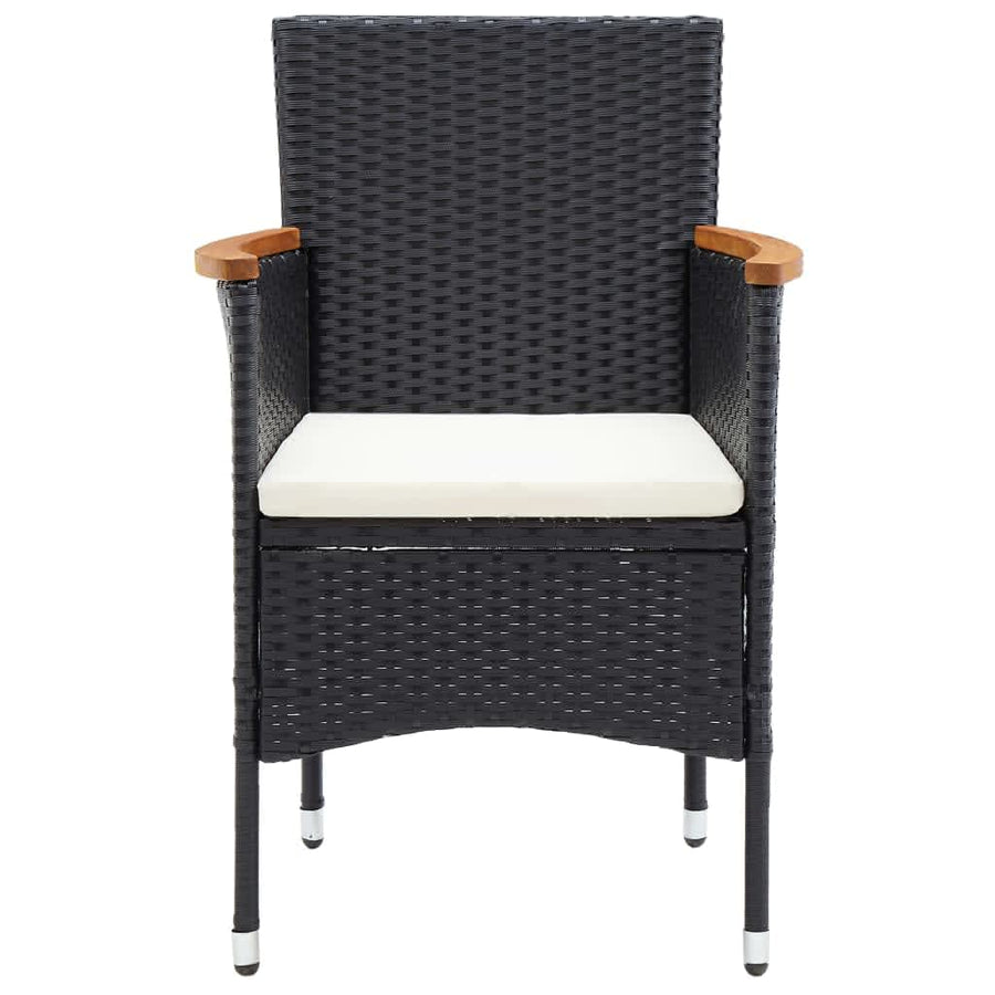 5-Delige Tuinset Met Kussens Poly Rattan Zwart 150 cm tafellengte Zwart en bruin