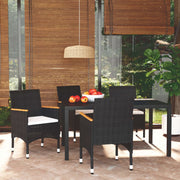 Tuinset 5-delig poly rattan zwart met kussens