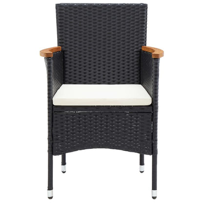 7-Delige Tuinset Met Kussens Poly Rattan Zwart 150 cm tafellengte Zwart en bruin