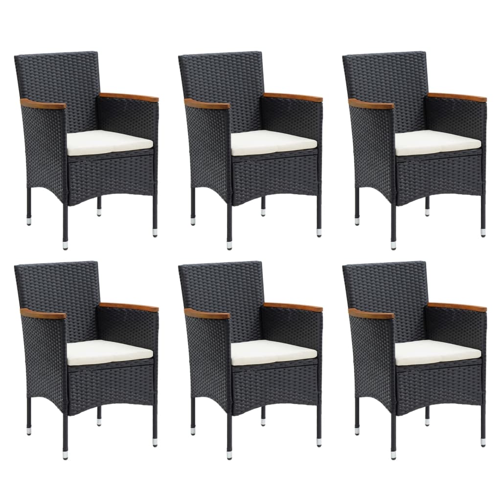 7-Delige Tuinset Met Kussens Poly Rattan Zwart 185 cm tafellengte Zwart en bruin