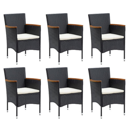 7-Delige Tuinset Met Kussens Poly Rattan Zwart 185 cm tafellengte Zwart en bruin