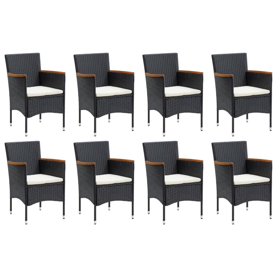 9-Delige Tuinset Met Kussens Poly Rattan Zwart 185 cm tafellengte Zwart en bruin
