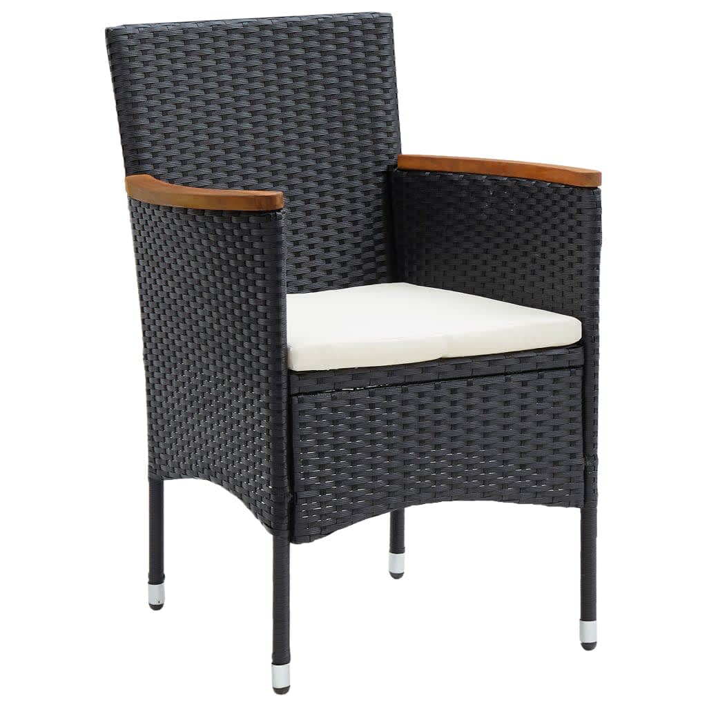 9-Delige Tuinset Met Kussens Poly Rattan Zwart 185 cm tafellengte Zwart en bruin