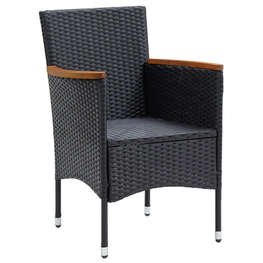 9-Delige Tuinset Met Kussens Poly Rattan Zwart 185 cm tafellengte Zwart en bruin