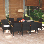 Tuinset 9-delig poly rattan zwart met kussens