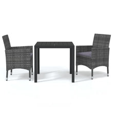 3-Delige Tuinset Met Kussens Poly Rattan Grijs 80 cm tafellengte