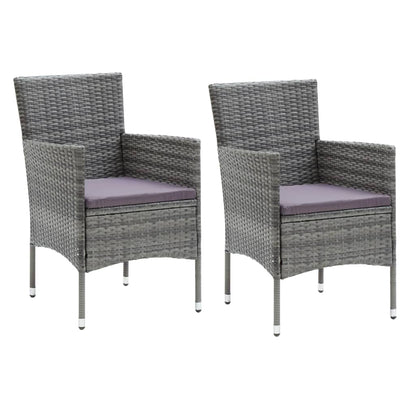 3-Delige Tuinset Met Kussens Poly Rattan Grijs 80 cm tafellengte