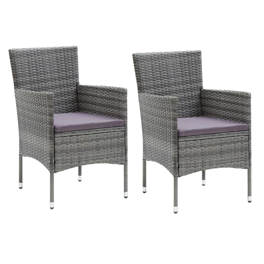 3-Delige Tuinset Met Kussens Poly Rattan Grijs 80 cm tafellengte