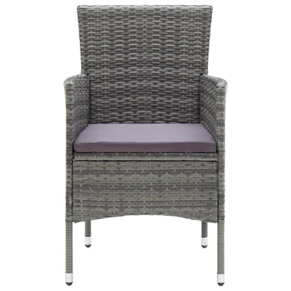 3-Delige Tuinset Met Kussens Poly Rattan Grijs 80 cm tafellengte