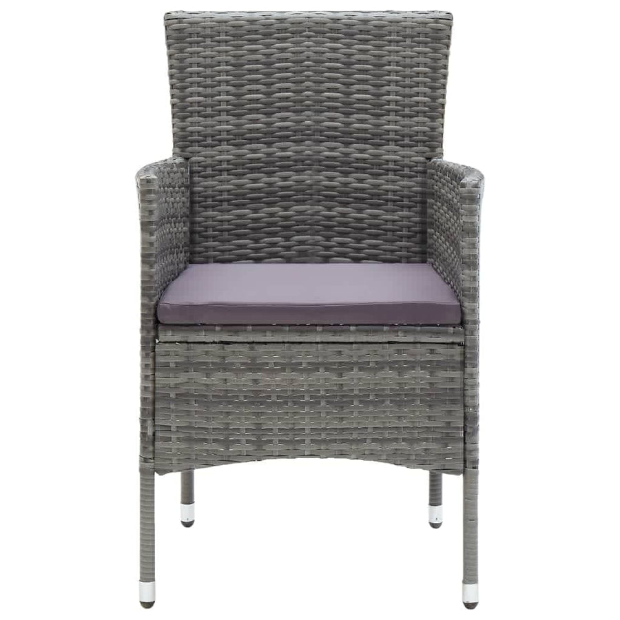 3-Delige Tuinset Met Kussens Poly Rattan Grijs 80 cm tafellengte
