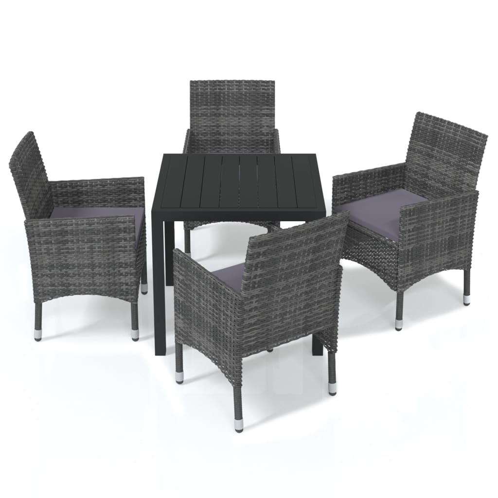 -Delige Tuinset Met Kussens Poly Rattan 5 80 cm tafellengte Grijs