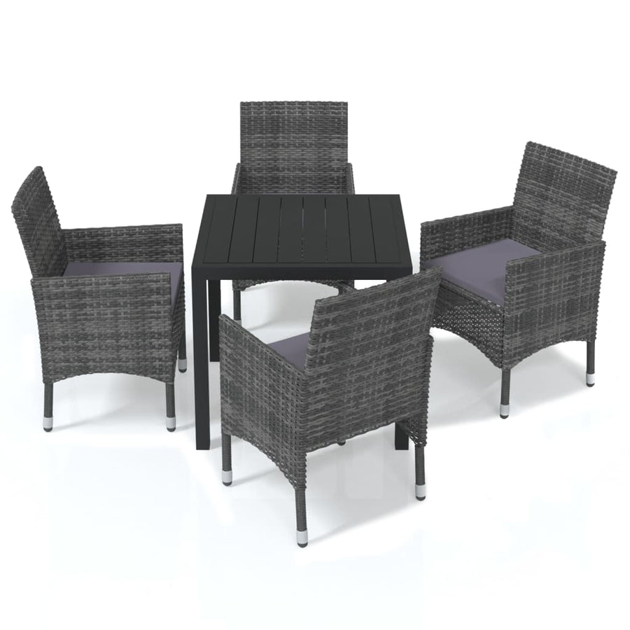 -Delige Tuinset Met Kussens Poly Rattan 5 80 cm tafellengte Grijs