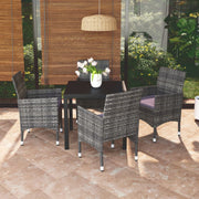 Tuinset 5-delig poly rattan grijs