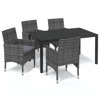-Delige Tuinset Met Kussens Poly Rattan 5 150 cm tafellengte Grijs