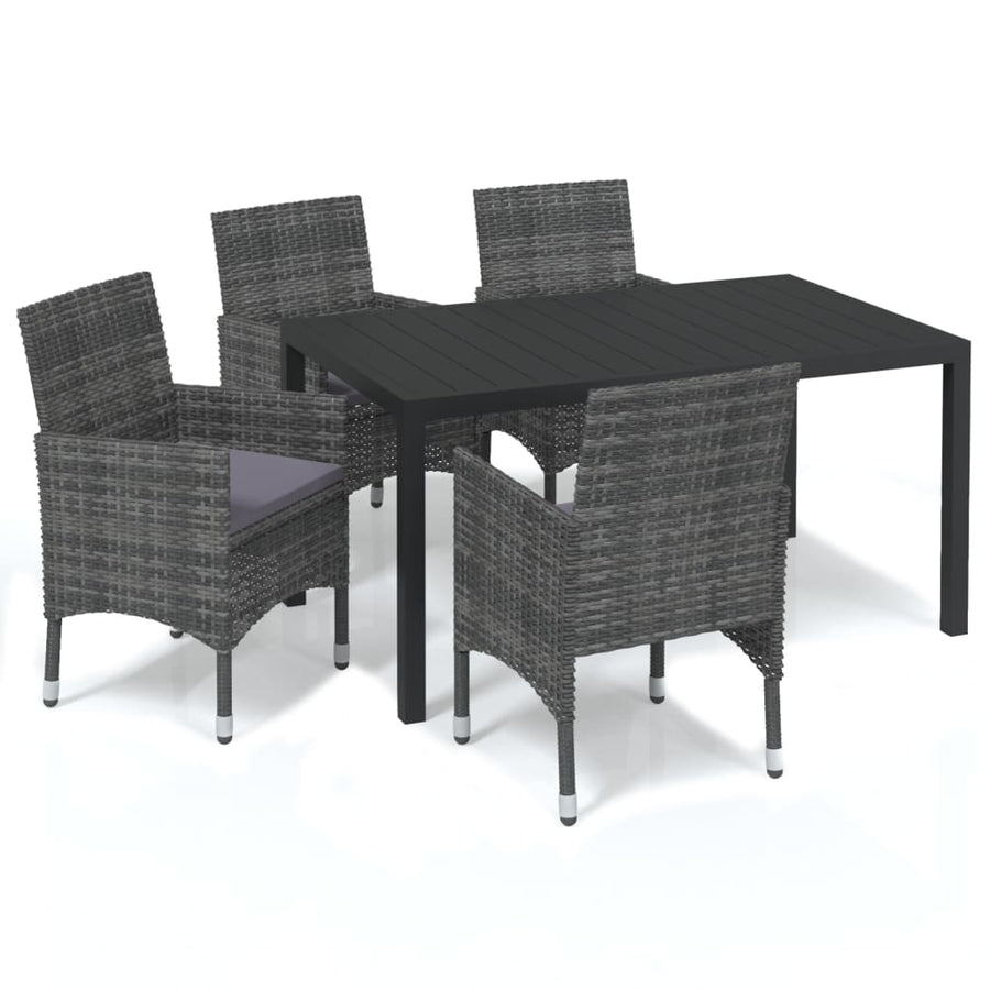 -Delige Tuinset Met Kussens Poly Rattan 5 150 cm tafellengte Grijs
