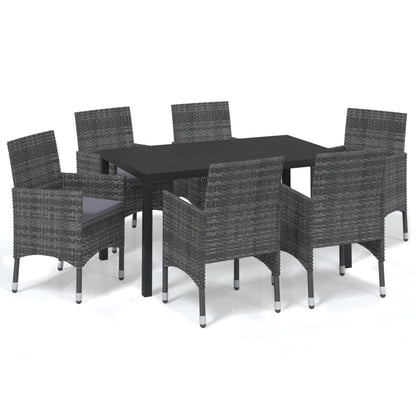 -Delige Tuinset Met Kussens Poly Rattan 7 150 cm tafellengte Grijs