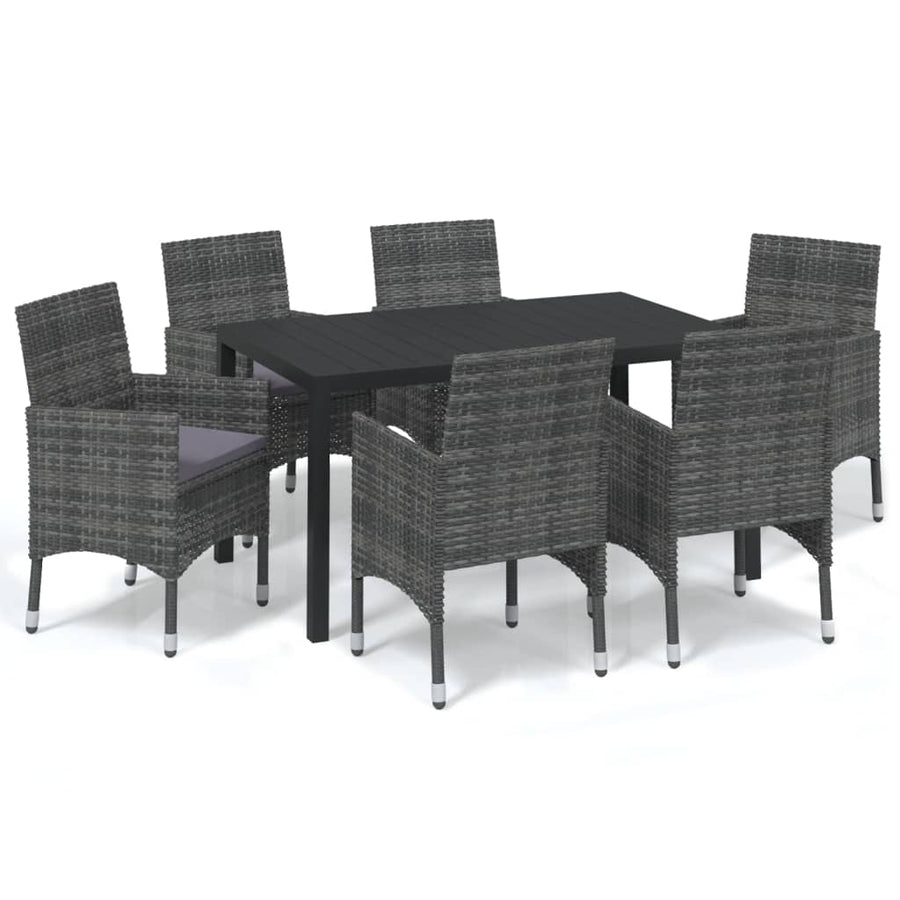 -Delige Tuinset Met Kussens Poly Rattan 7 150 cm tafellengte Grijs
