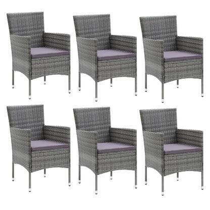 -Delige Tuinset Met Kussens Poly Rattan 7 150 cm tafellengte Grijs