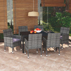 -Delige Tuinset Met Kussens Poly Rattan 7 150 cm tafellengte Grijs