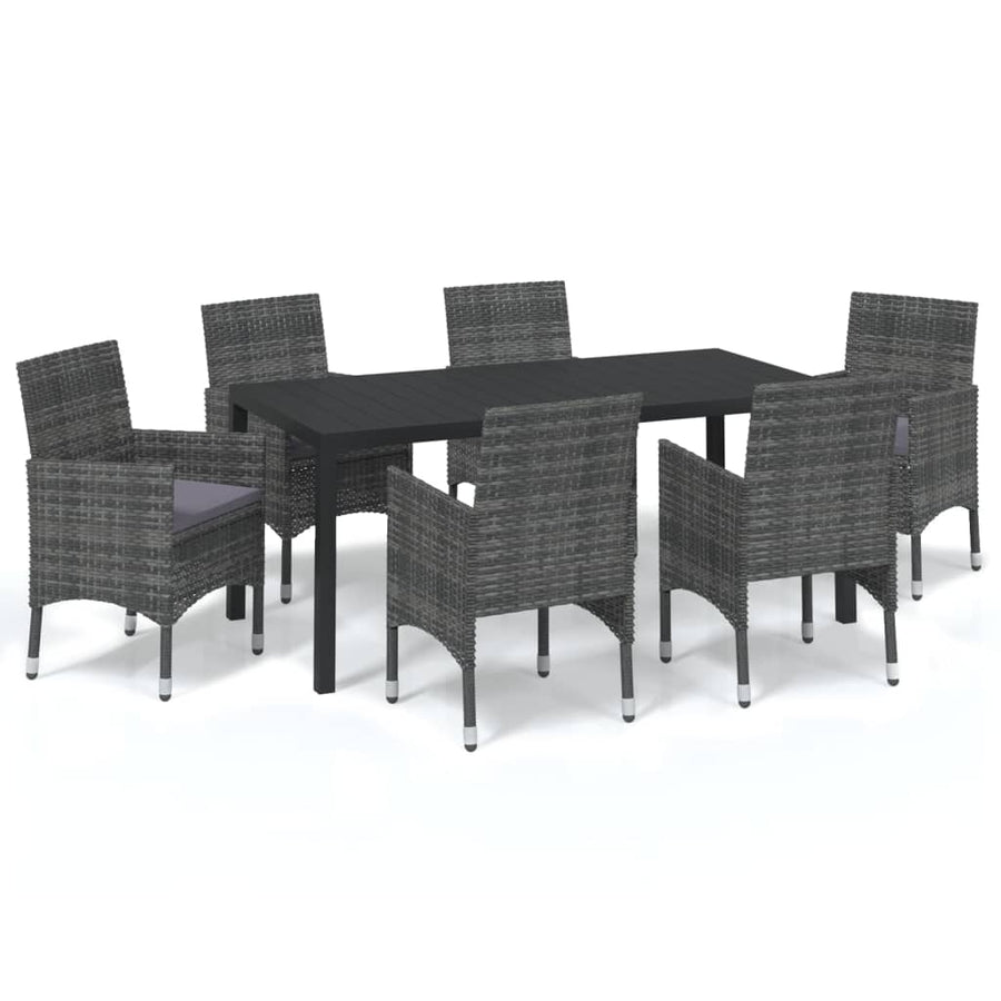 -Delige Tuinset Met Kussens Poly Rattan 7 185 cm tafellengte Grijs