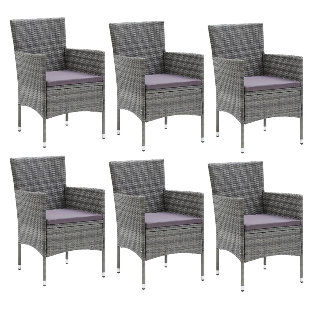 -Delige Tuinset Met Kussens Poly Rattan 7 185 cm tafellengte Grijs