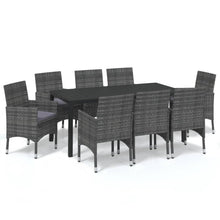 -Delige Tuinset Met Kussens Poly Rattan 9 185 cm tafellengte Grijs
