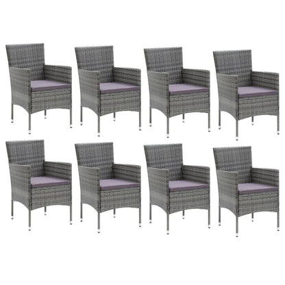 -Delige Tuinset Met Kussens Poly Rattan 9 185 cm tafellengte Grijs