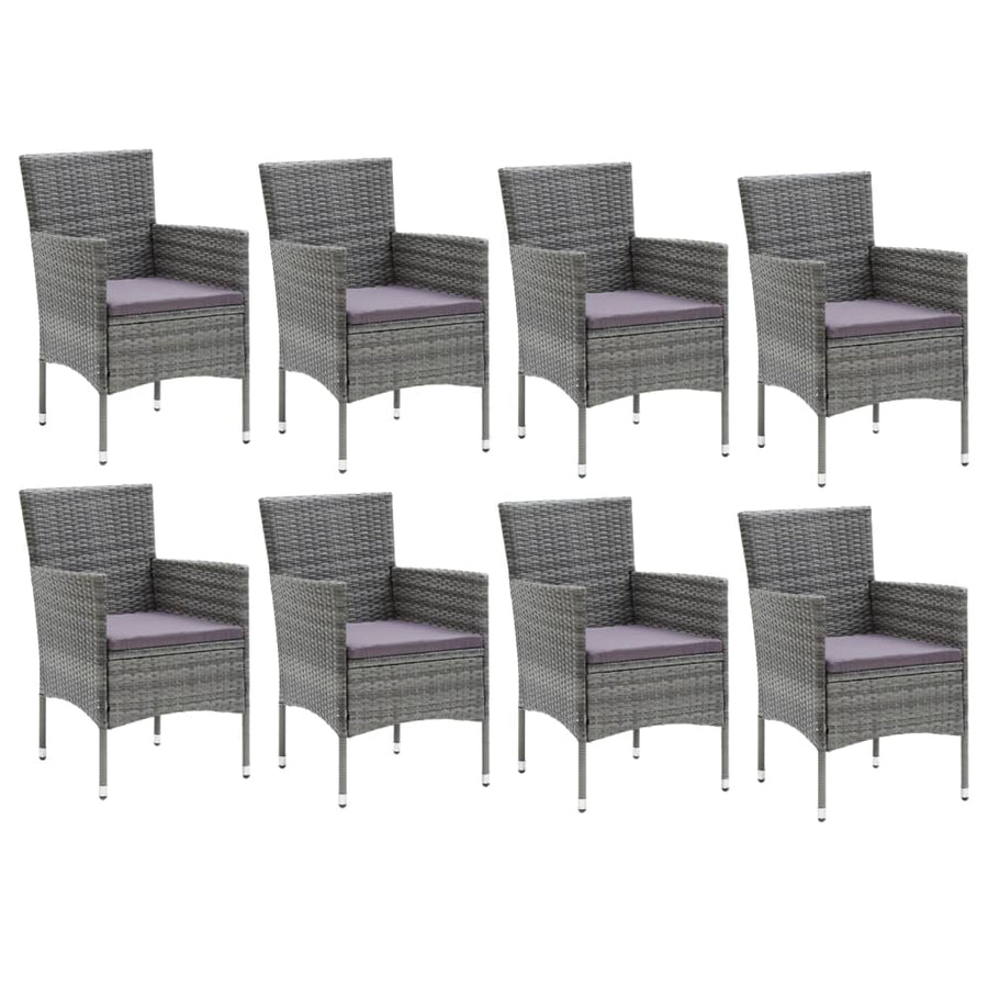 -Delige Tuinset Met Kussens Poly Rattan 9 185 cm tafellengte Grijs